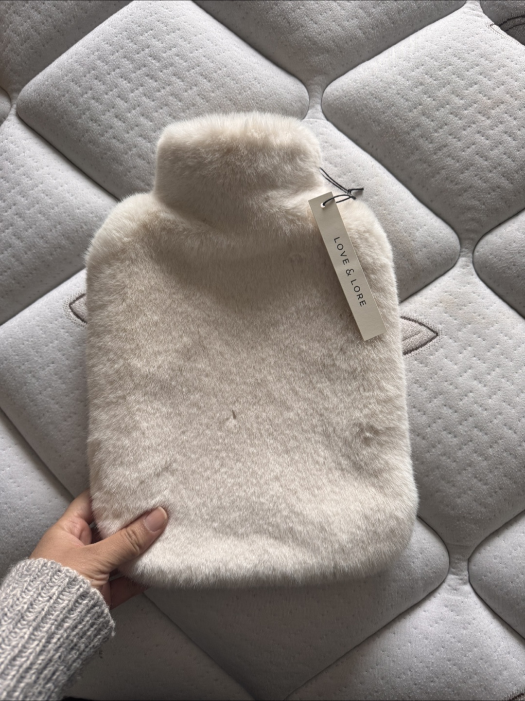 Indigo Love & Lore Faux Fur Hot Water Bottle - Cream