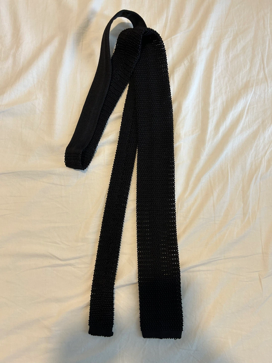 Reiss Black Knitted Tie - Made in Italy 100% Silk