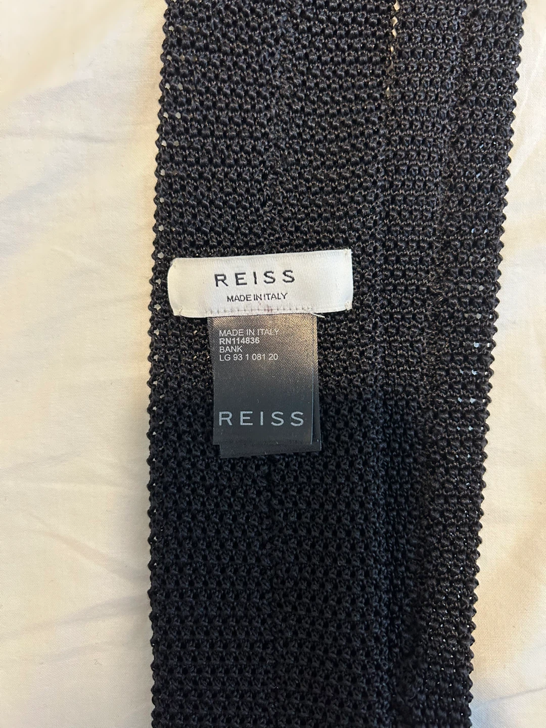 Reiss Black Knitted Tie - Made in Italy 100% Silk - photo 2