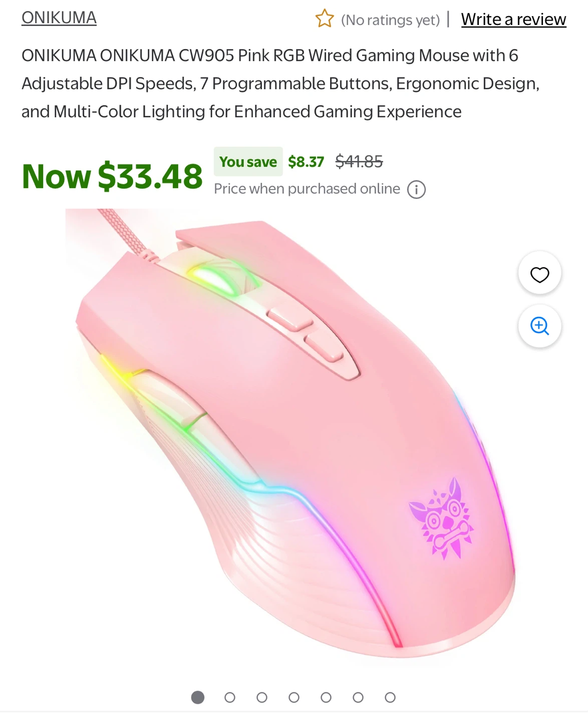 ONIKUMA CW905 Pink RGB Wired Gaming Mouse - photo 2