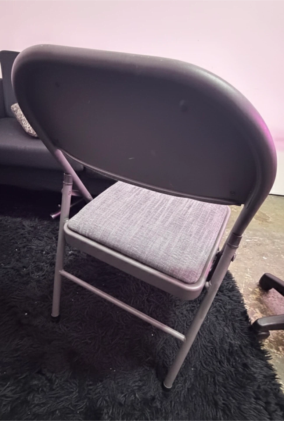 Gray Folding Chair with Padded Seat - photo 2