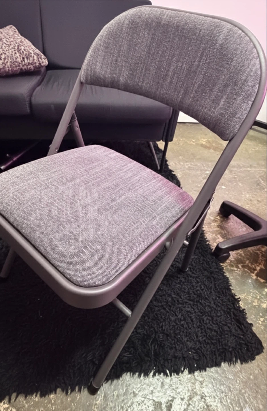 Gray Folding Chair with Padded Seat