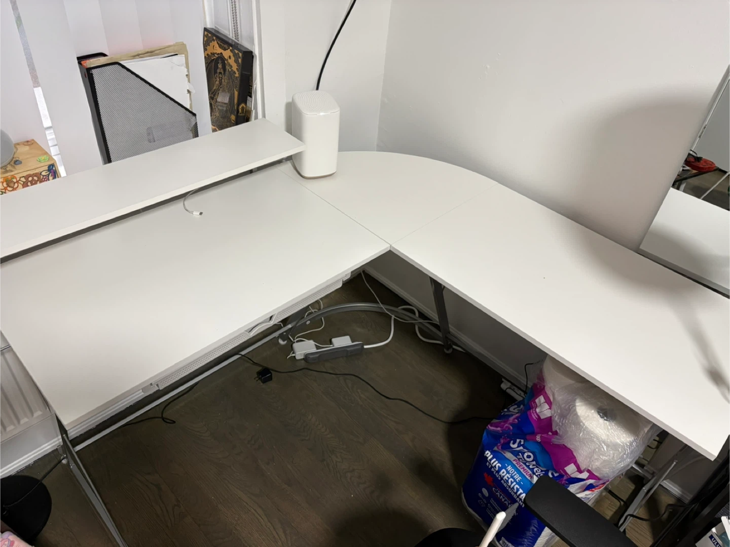 White L-Shaped Desk with Drawer