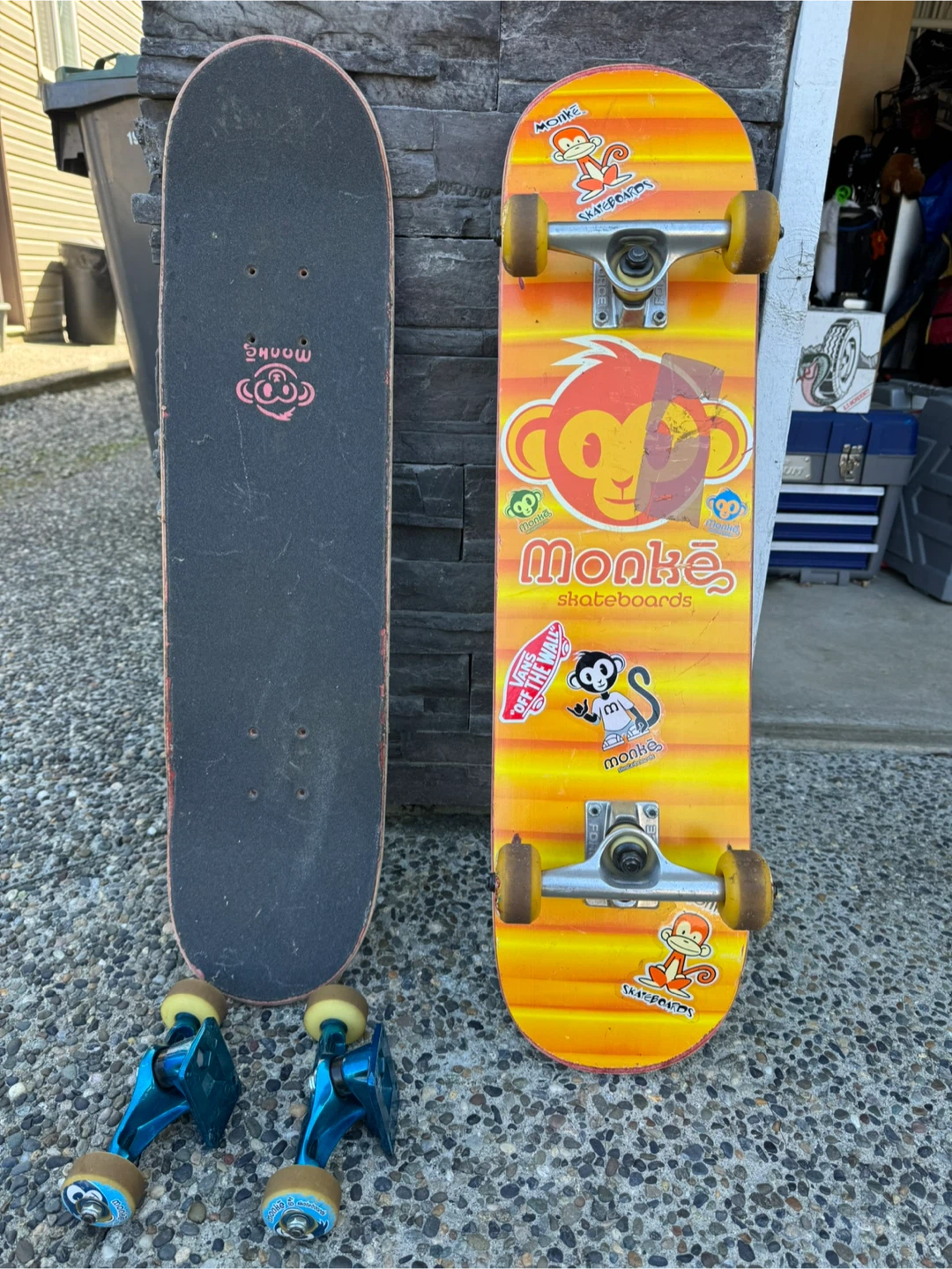 2 -Monkē Skateboards Complete Skateboards (2) & Trucks