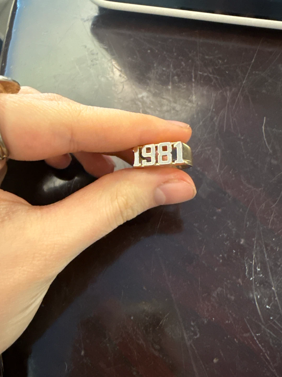Gold Tone "1981" Ring