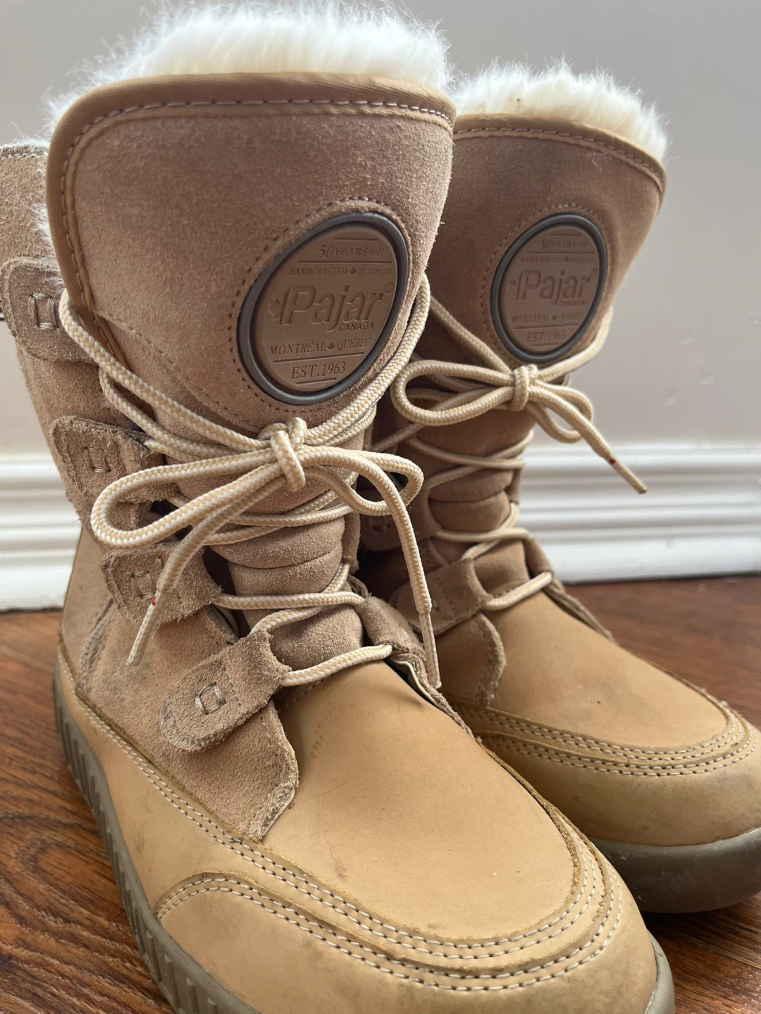🏆Pajar Canada Winter Boots Tan Suede Fur Lined Size 7.5🏆