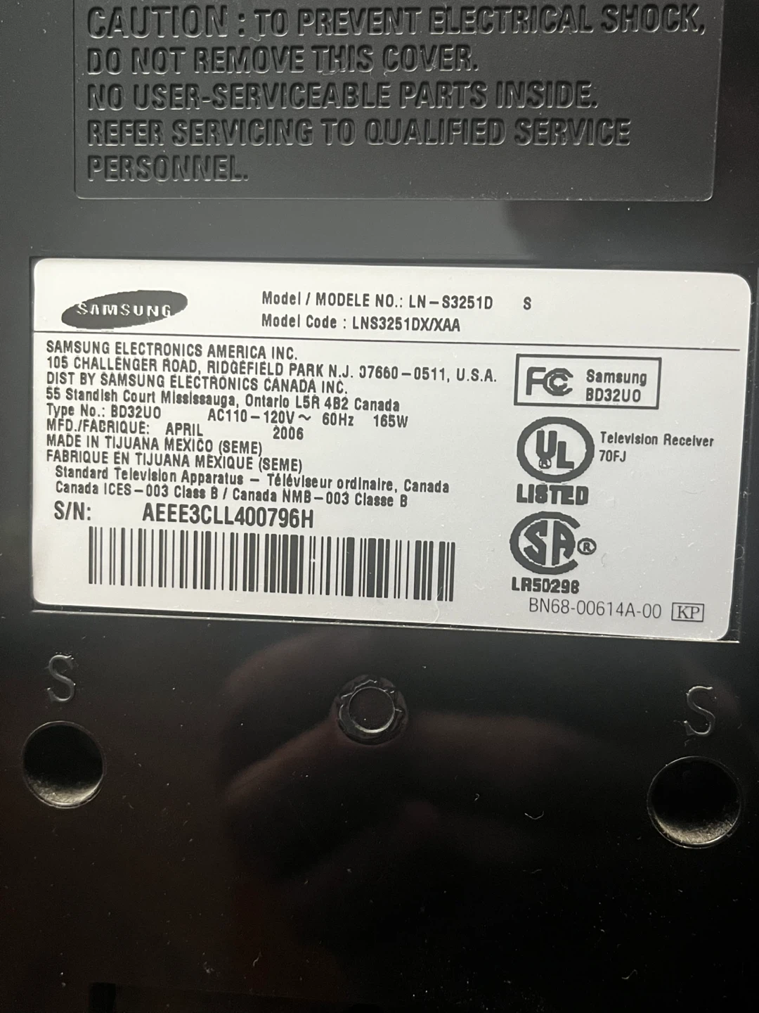 Samsung 32" Television LN-S3251D - photo 2