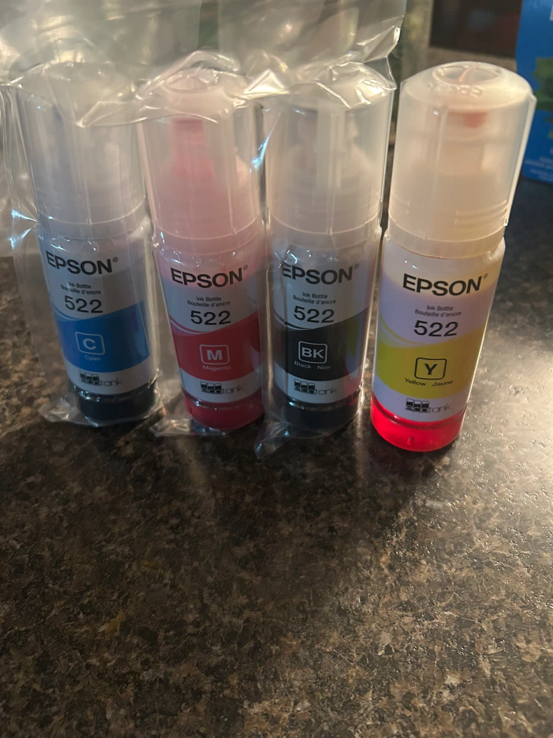 NEW Epson 522 Ink Bottle Set - Cyan, Magenta, Black, Yellow - photo 4