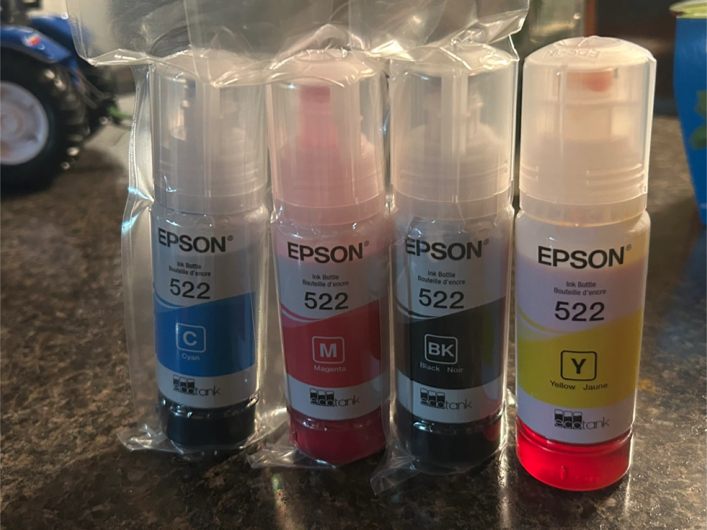 NEW Epson 522 Ink Bottle Set - Cyan, Magenta, Black, Yellow