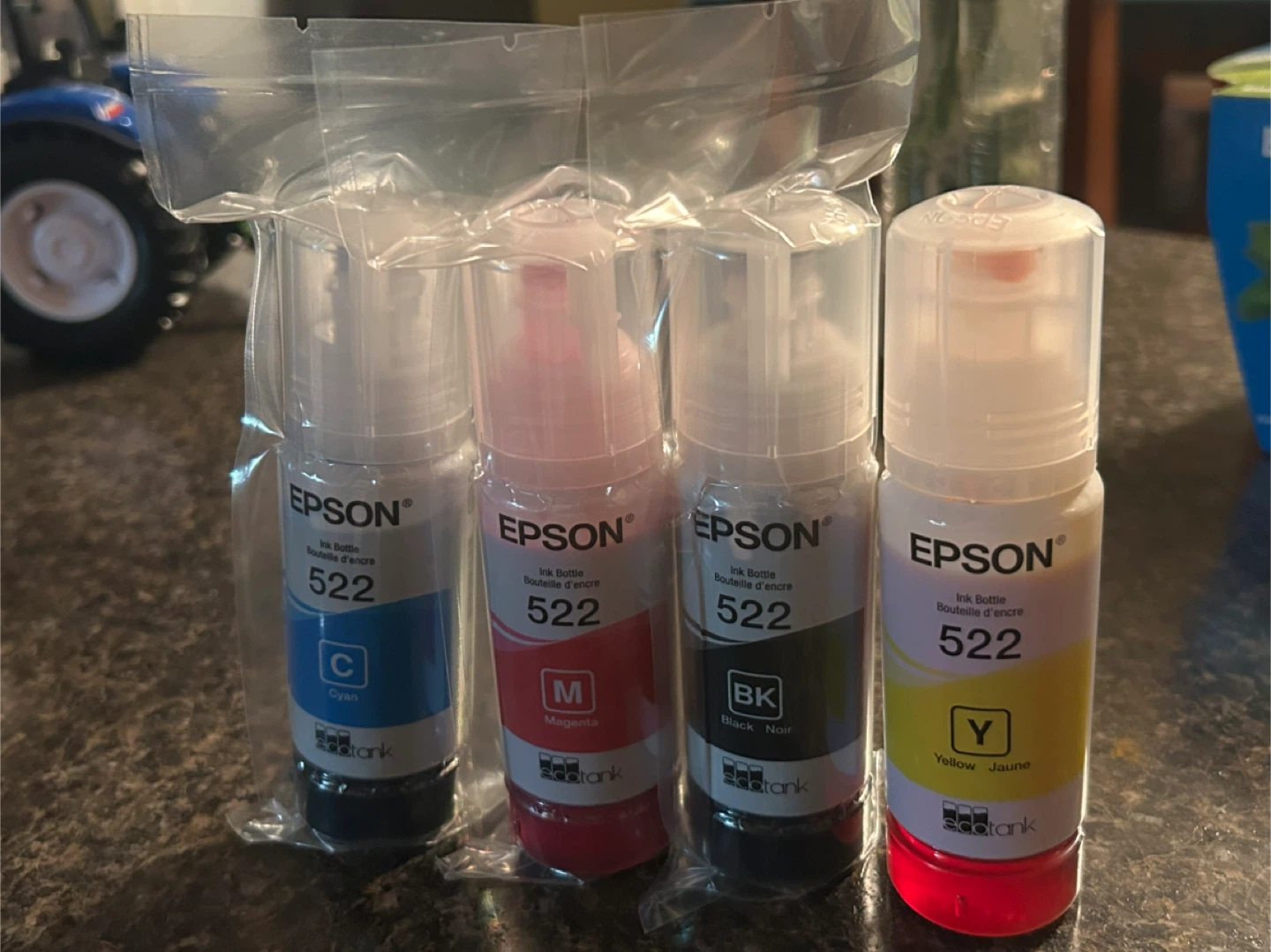 NEW Epson 522 Ink Bottle Set - Cyan, Magenta, Black, Yellow - photo 5