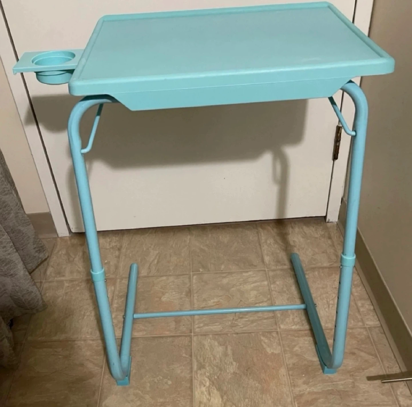 Lap Desk / TV Tray Table, with Built-in Cup Holder - Aqua / Blue - photo 4