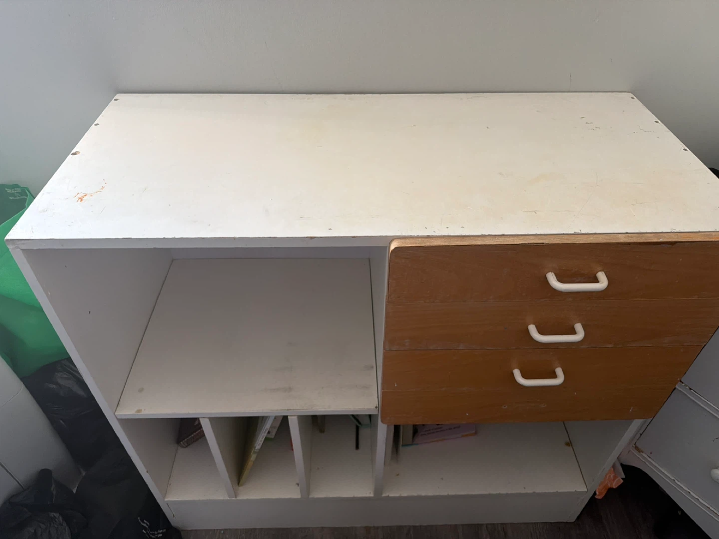 White and Wood Filing Cabinet / Storage Unit