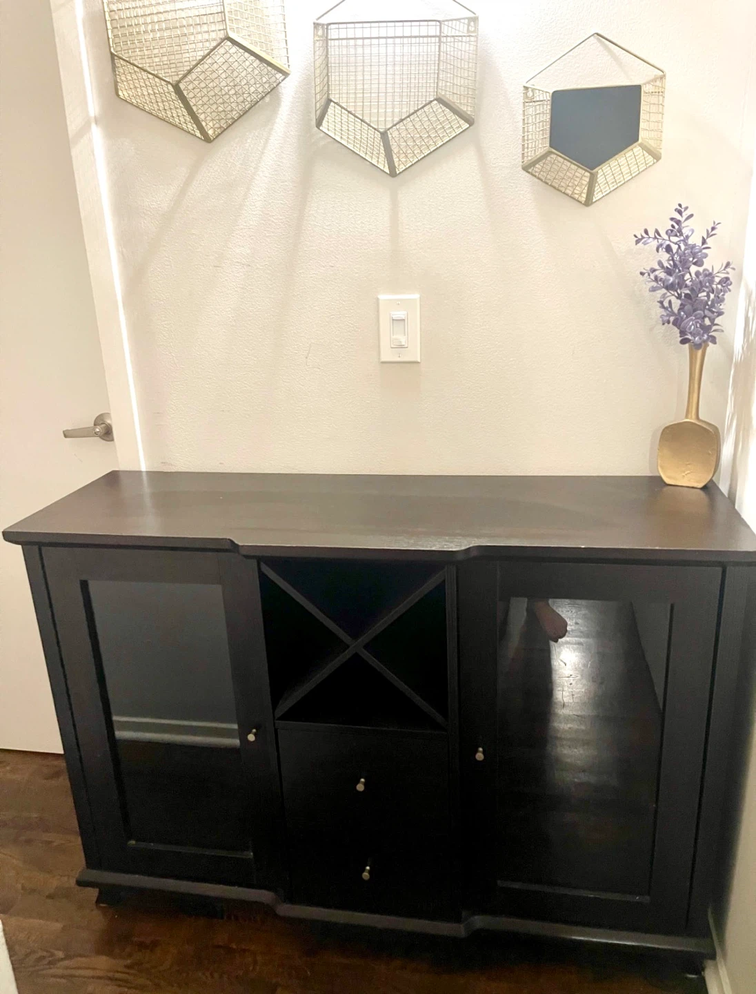 Dark Wood Buffet with Wine Rack and Glass Doors - photo 2
