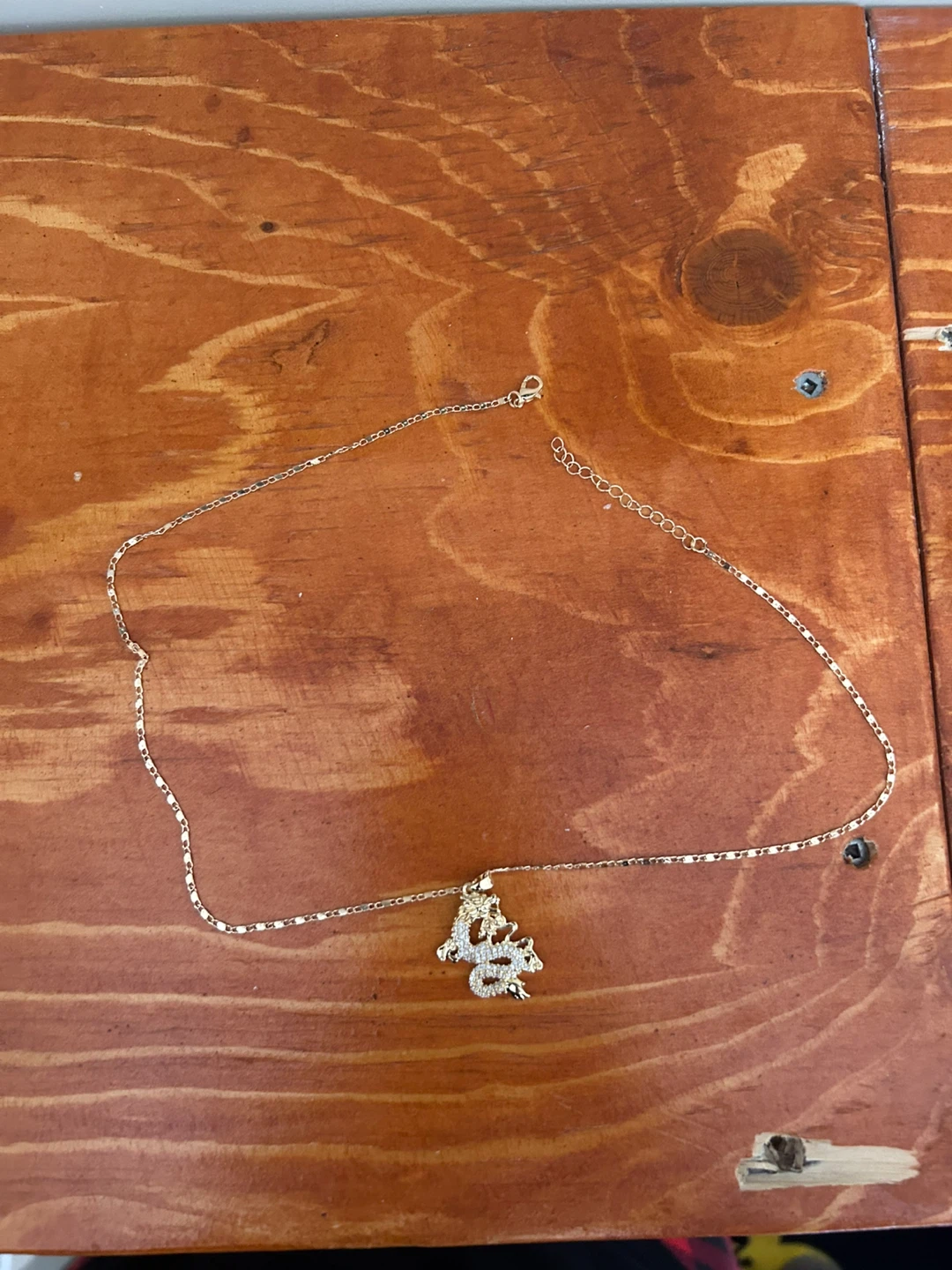 Gold-toned Dragon Pendant Necklace