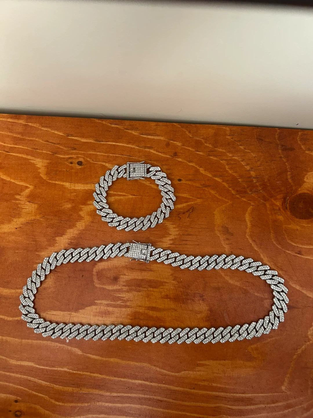 Diamond Cuban Link Chain and Bracelet Set