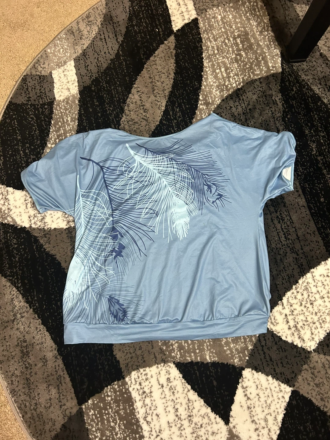 Blue Feather Print T-Shirt