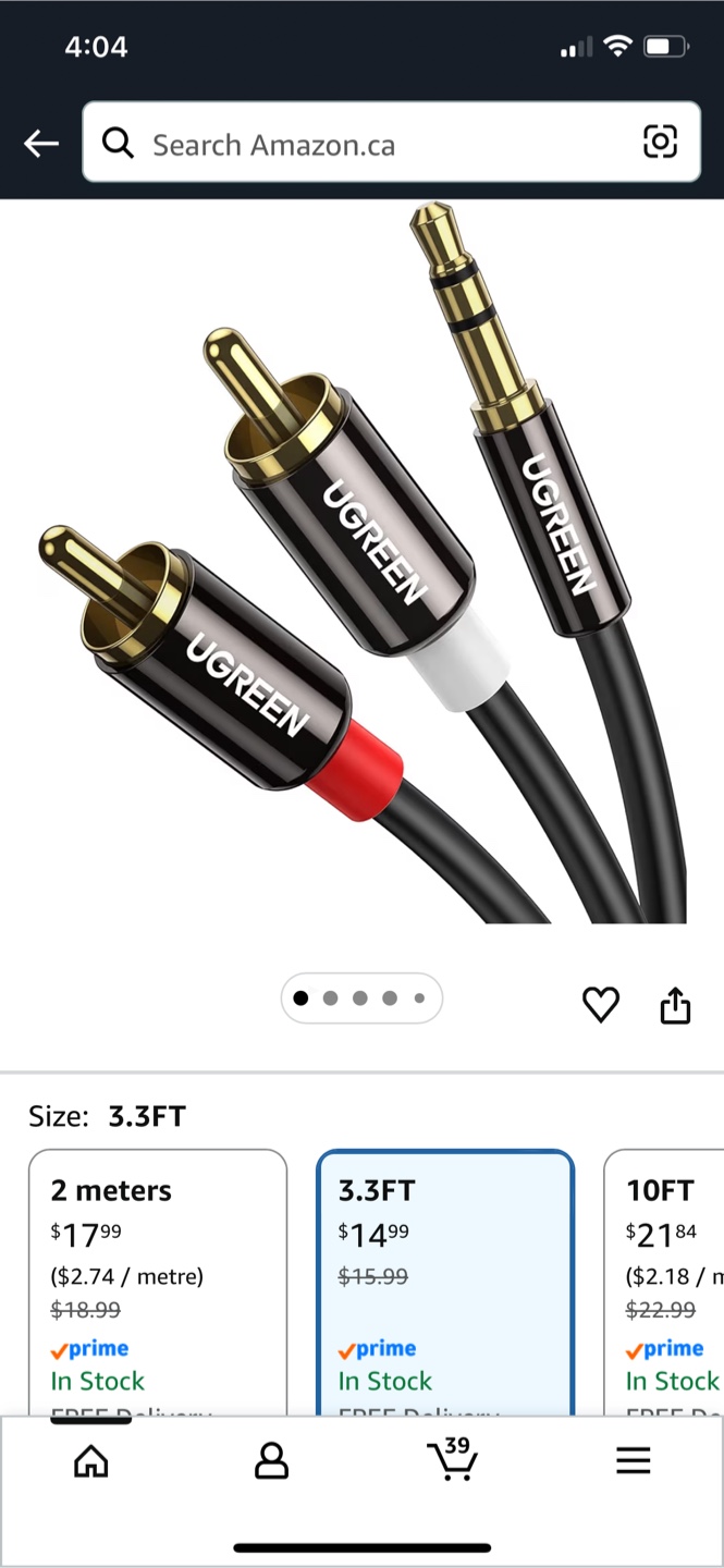 UGREEN 3.5mm to 2RCA Audio Cable Cord 3.3FT - photo 2
