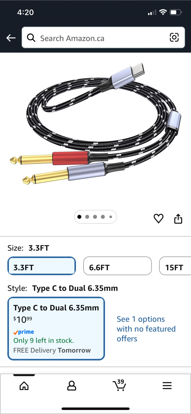 USB C to Dual 6.35mm Audio Cable 3.3FT - photo 2