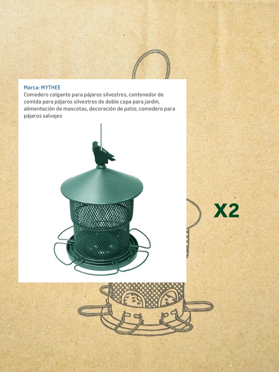 MYTHEE Hanging Bird Feeder - Green, Set of 2