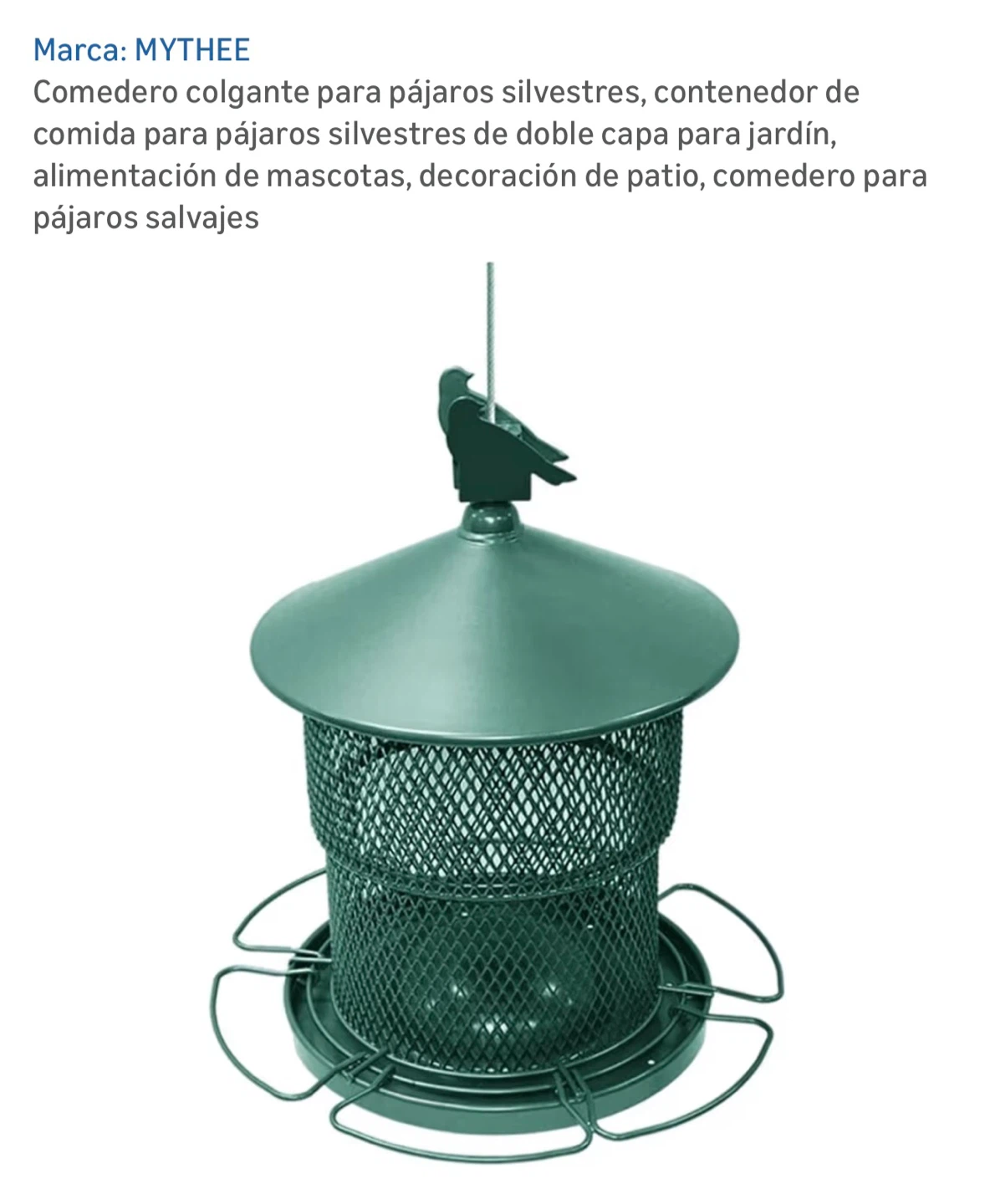 MYTHEE Hanging Bird Feeder - Green, Set of 2 - photo 2