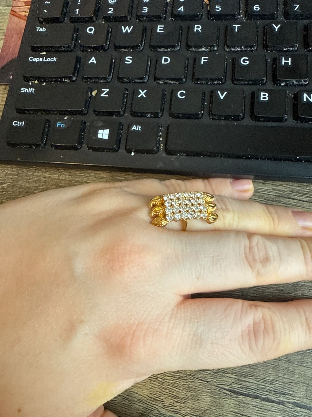Gold Ring with Clear Stones
