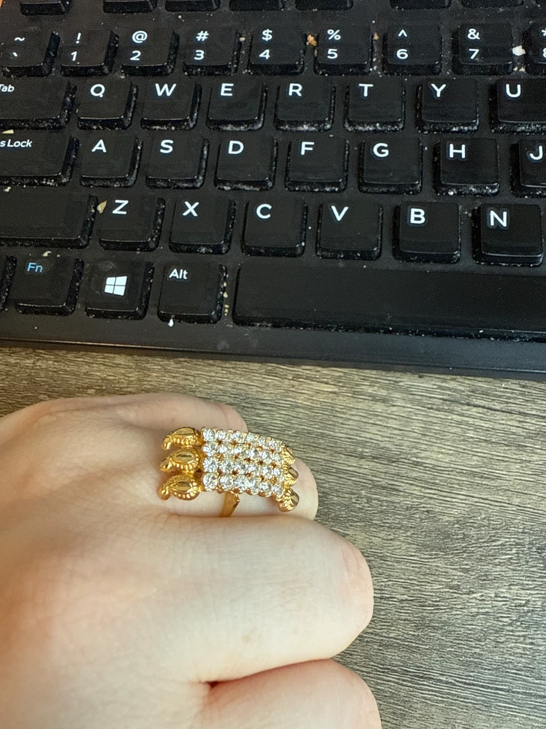 Gold Ring with Clear Stones - photo 2