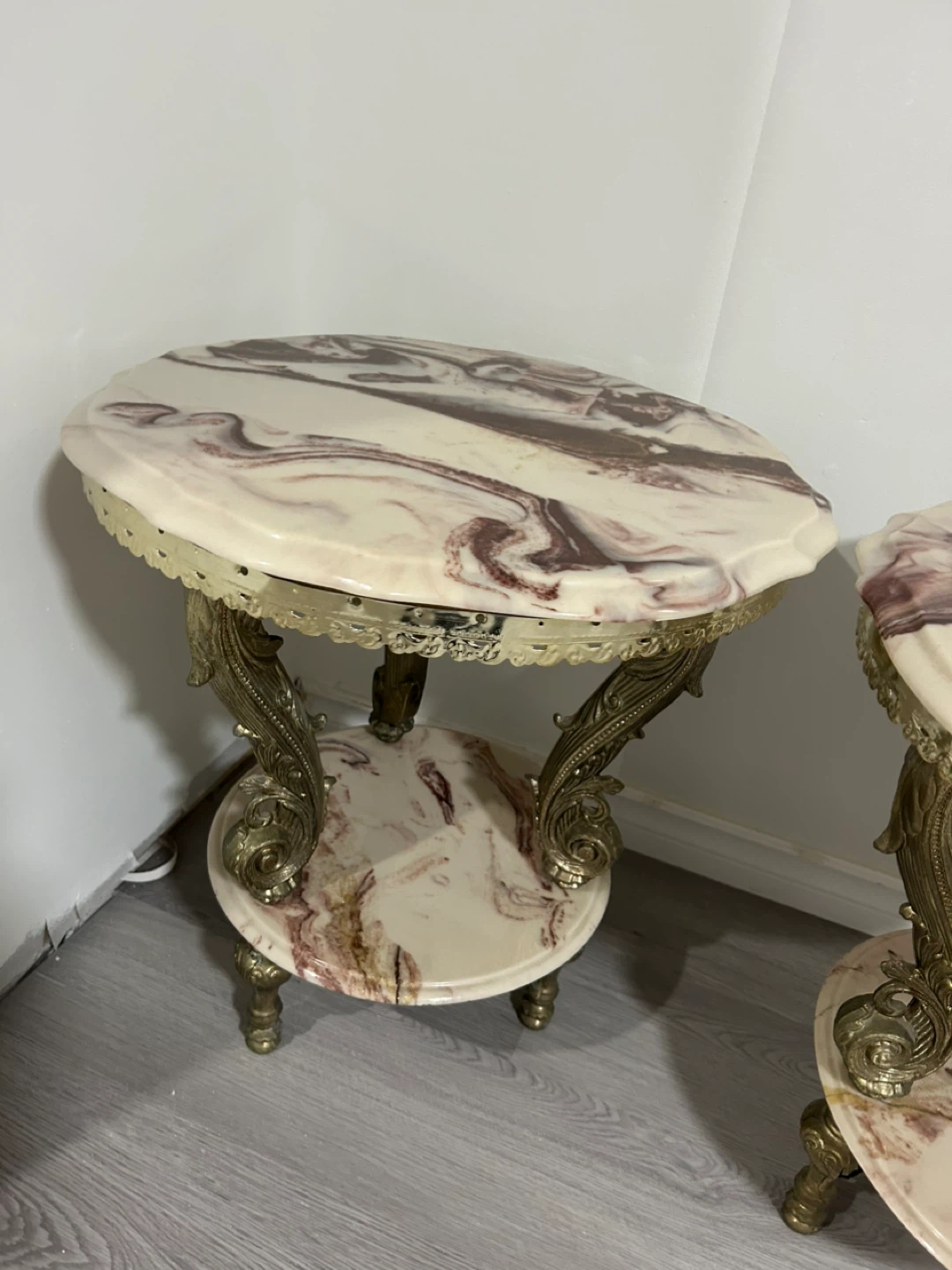 Vintage Rococo Side Table with Marble Top