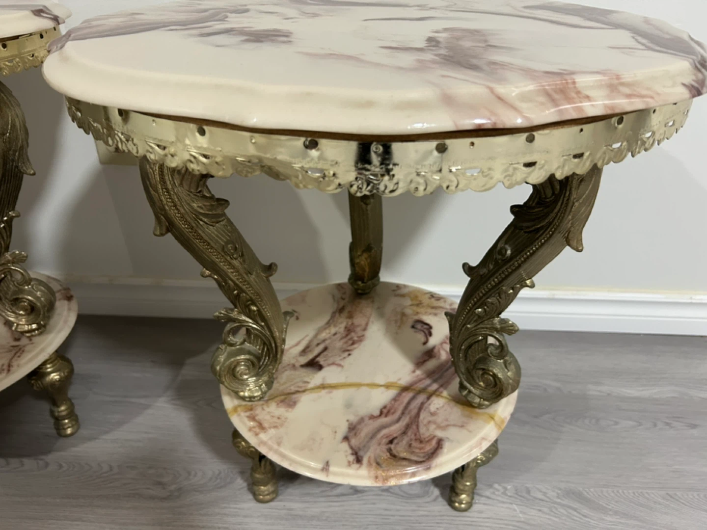 Vintage Rococo Side Table with Marble Top - photo 4