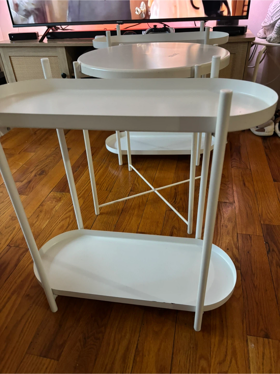 3 pieces of 2 tier stand and a round table - photo 3