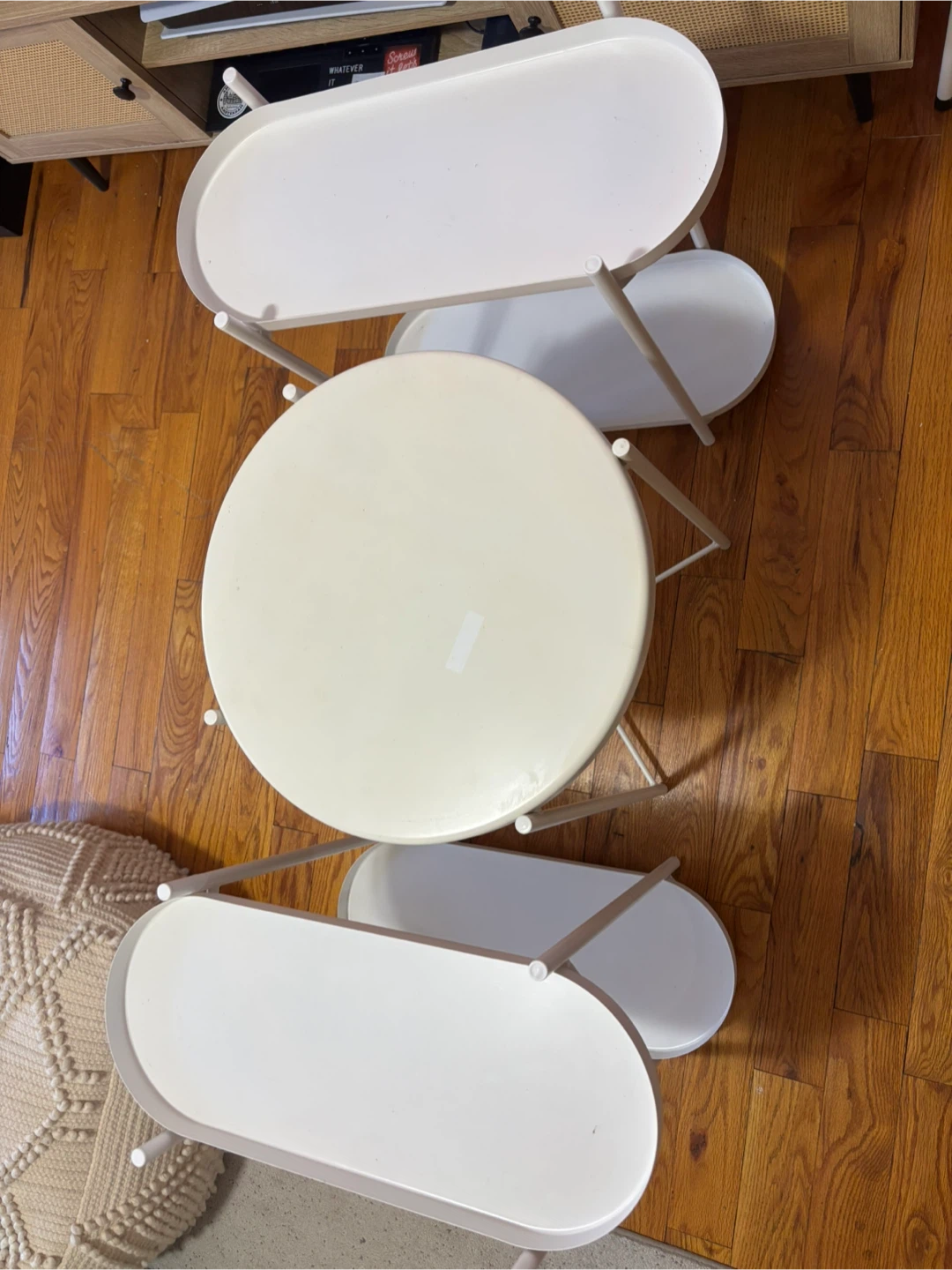 3 pieces of 2 tier stand and a round table - photo 2