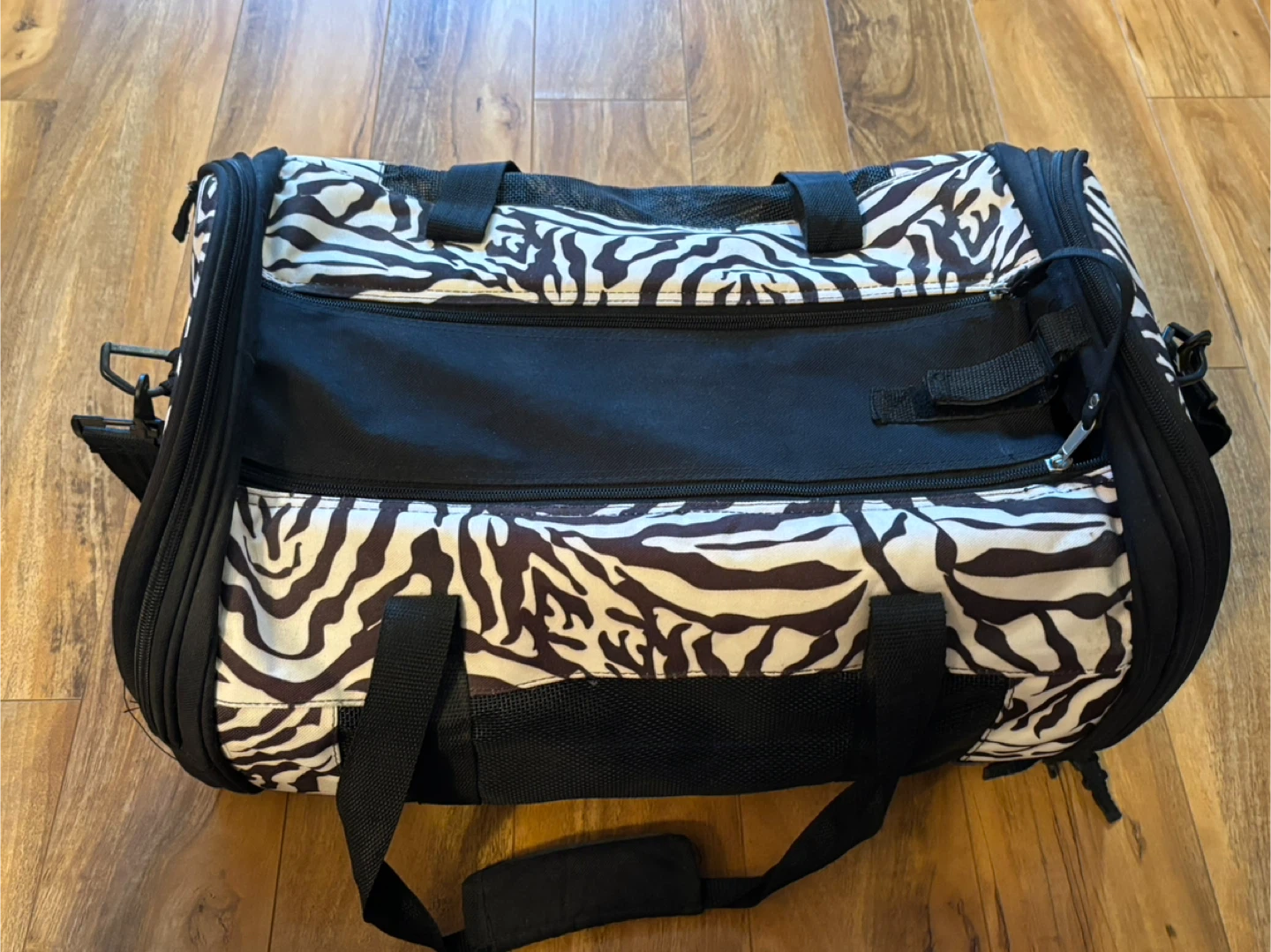 Zebra Print Pet Carrier Bag - photo 2
