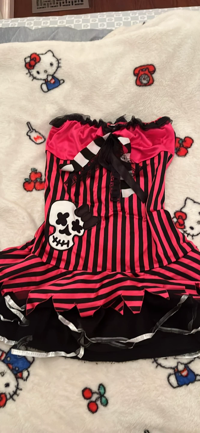 y2k striped skull top