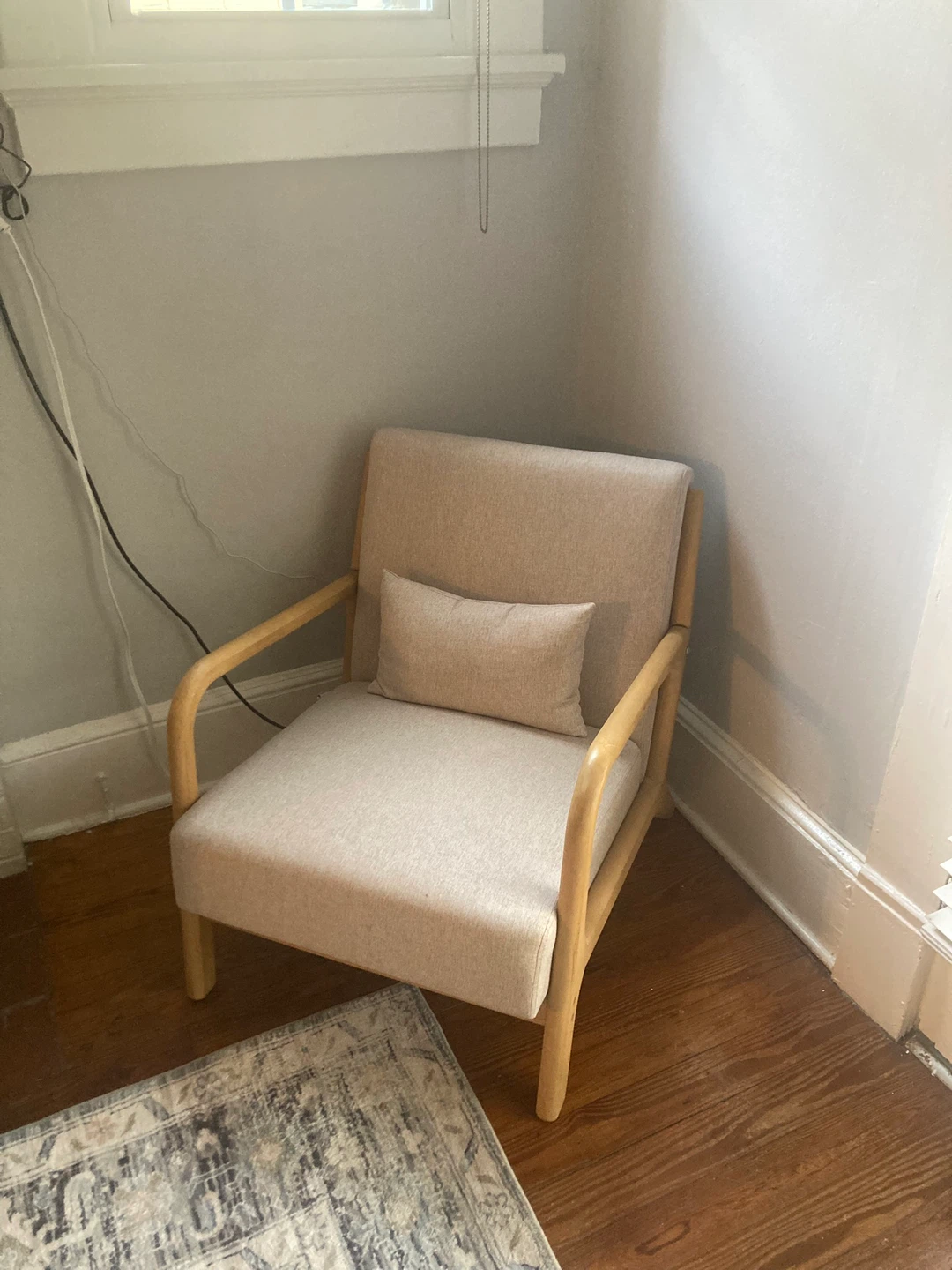 (Free Delivery) Beige Midcentury Modern Chairs with Pillows - photo 2