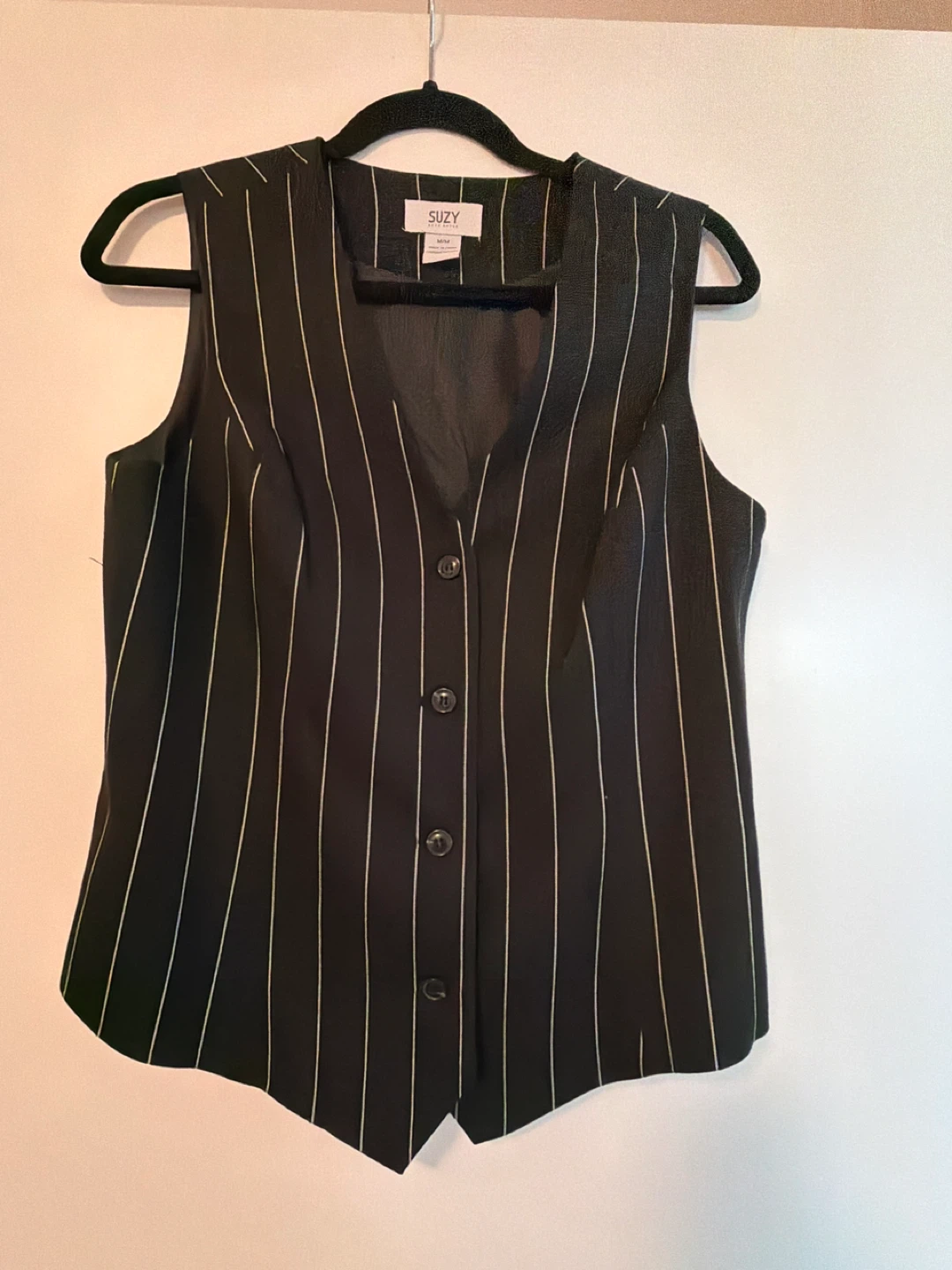 Suzy Women's Black Pinstripe Vest