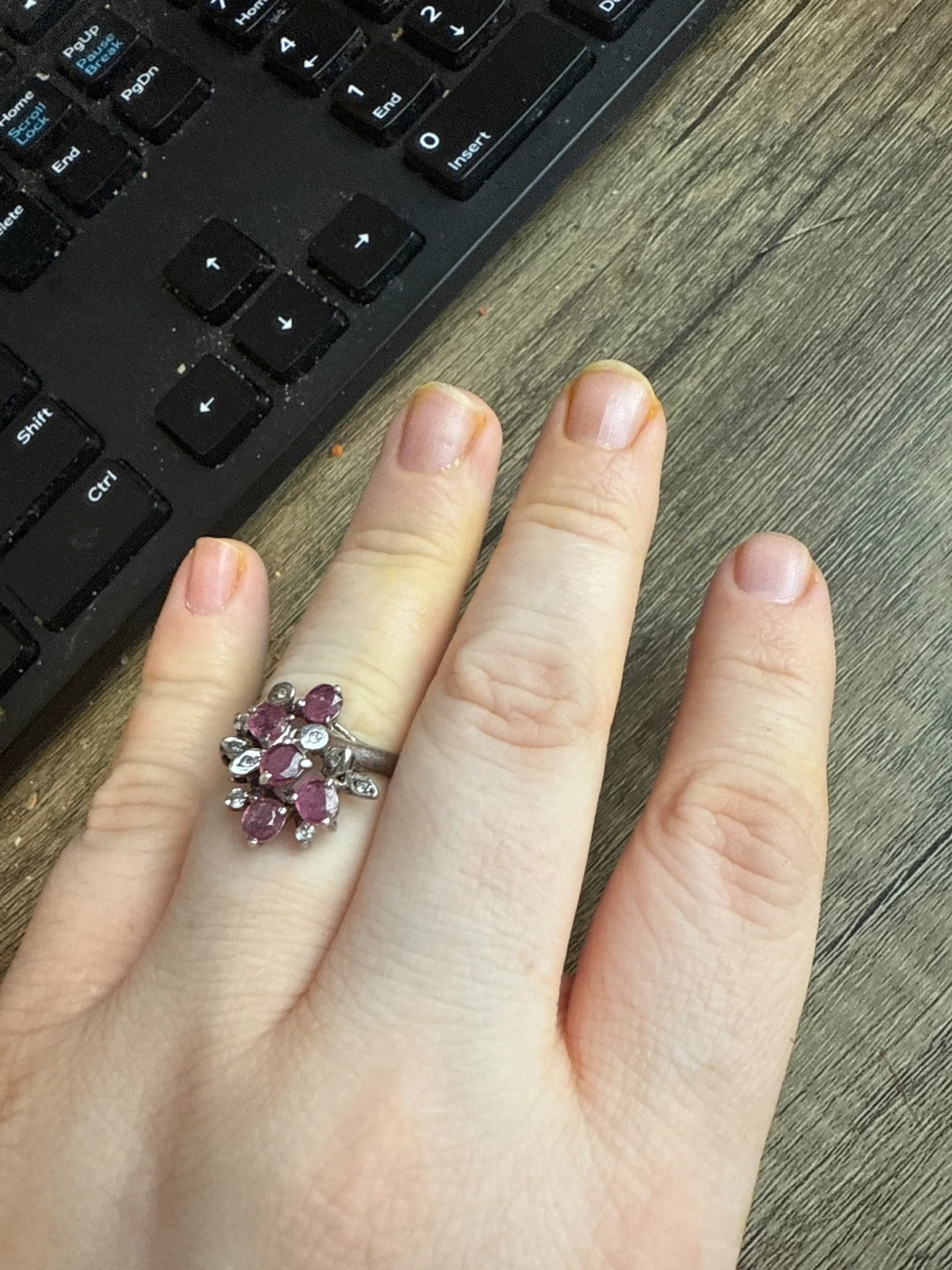 Rhinestone Cluster Ring with Pink Stones