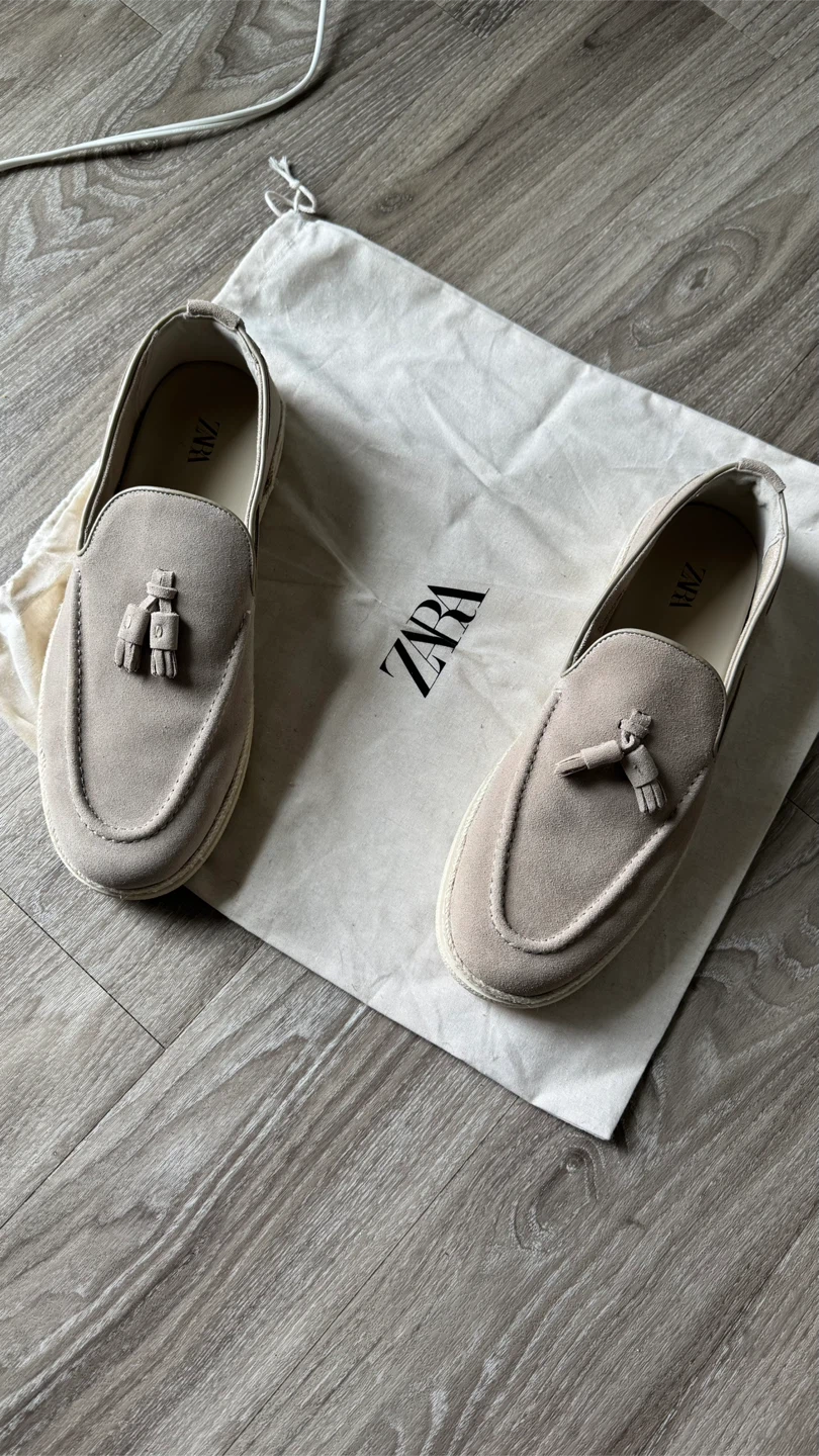 ZARA Tassel Loafers - Beige Suede
