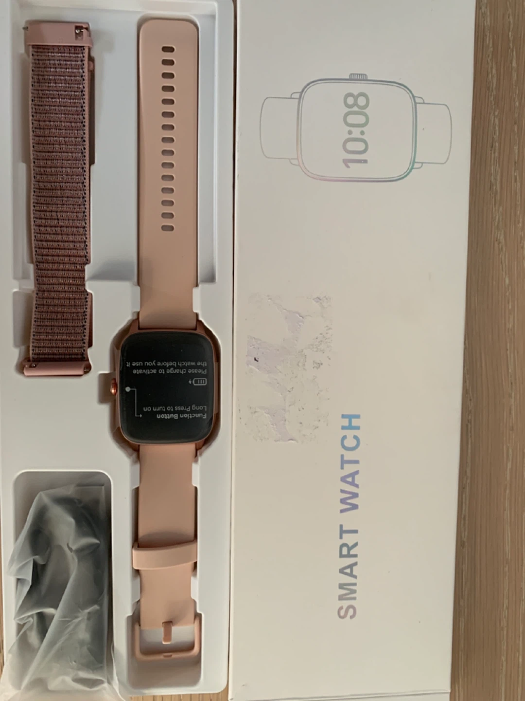 New- Pink Smart Watch with Extra Strap