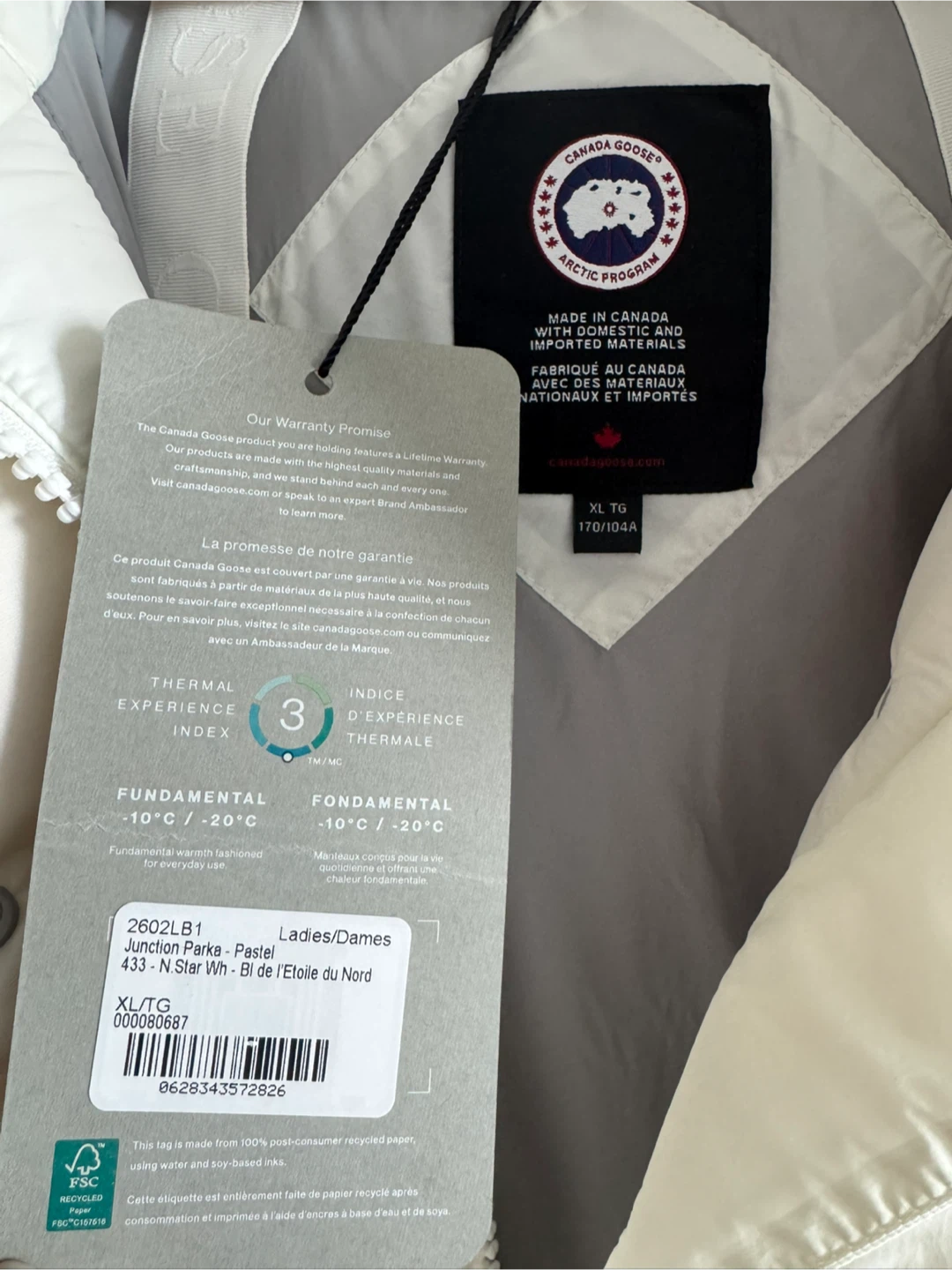 [BRAND NEW w/ Tag] Canada Goose Junction Parka - Pastel White - photo 4