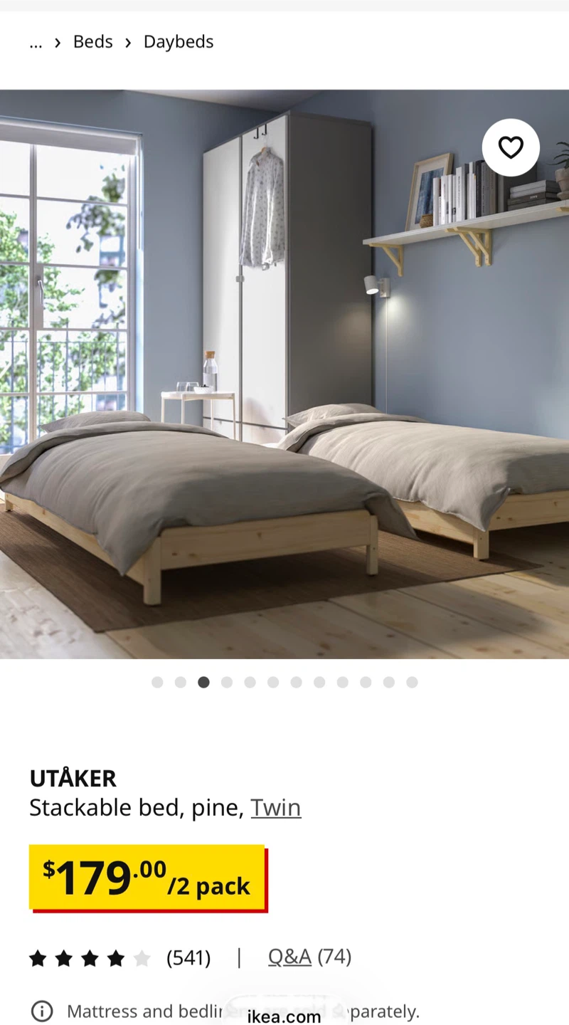 UTÅKER Stackable Twin beds (+ option to buy 2 mattresses) - photo 3