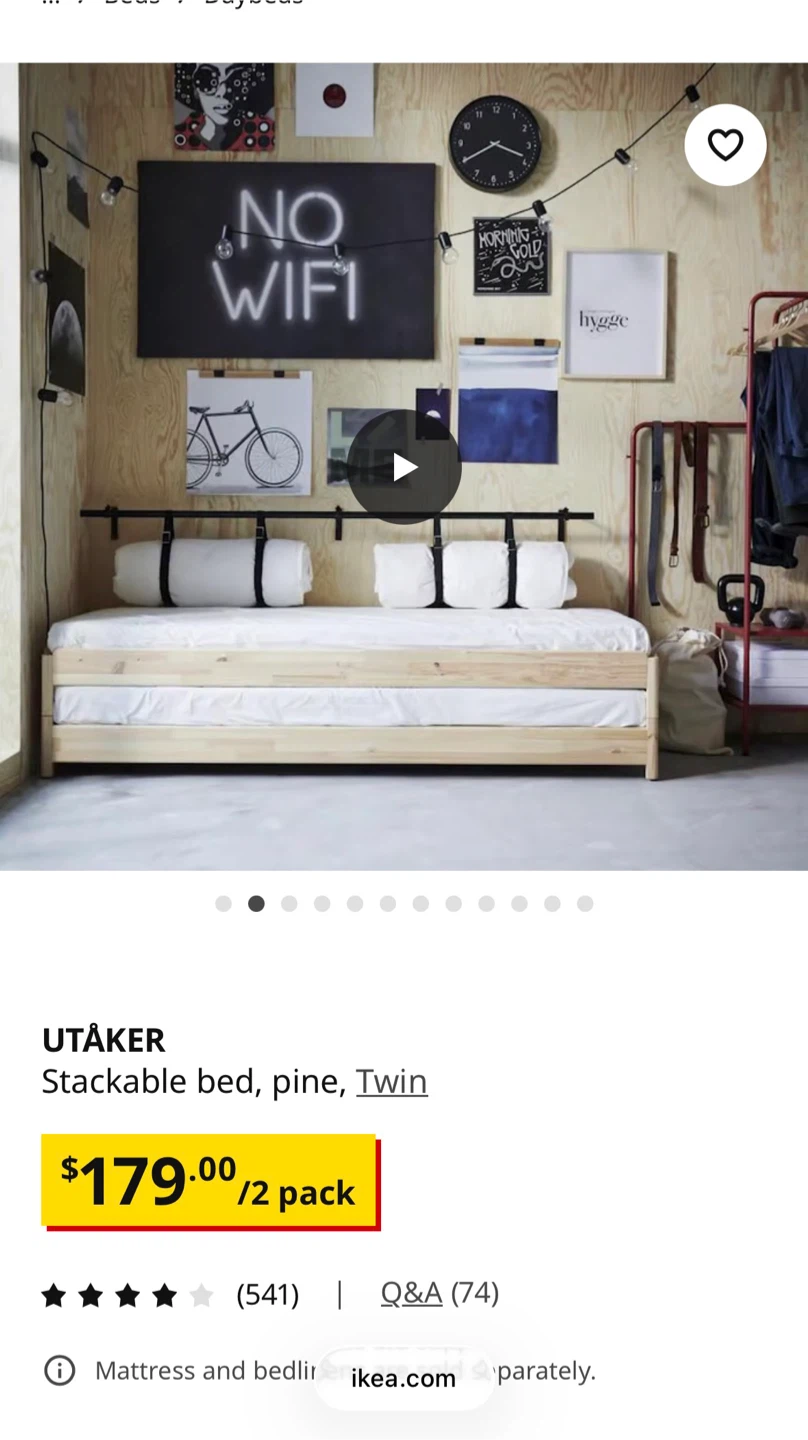 UTÅKER Stackable Twin beds (+ option to buy 2 mattresses)