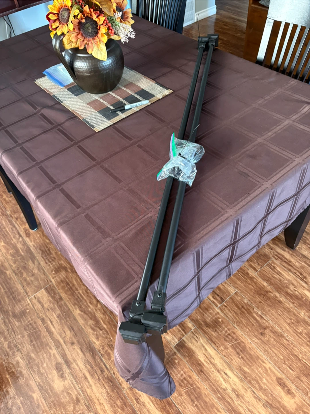 Black Curtain Rod Set x2