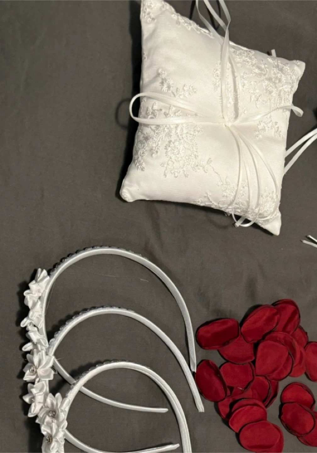 Wedding/Bachelorette: Headbands + petals + decor + pillow