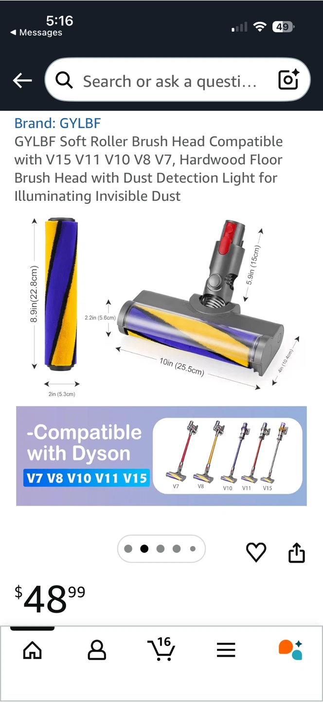 Vacuum attachment Soft Roller Brush Head for Dyson V7-V15 - photo 3