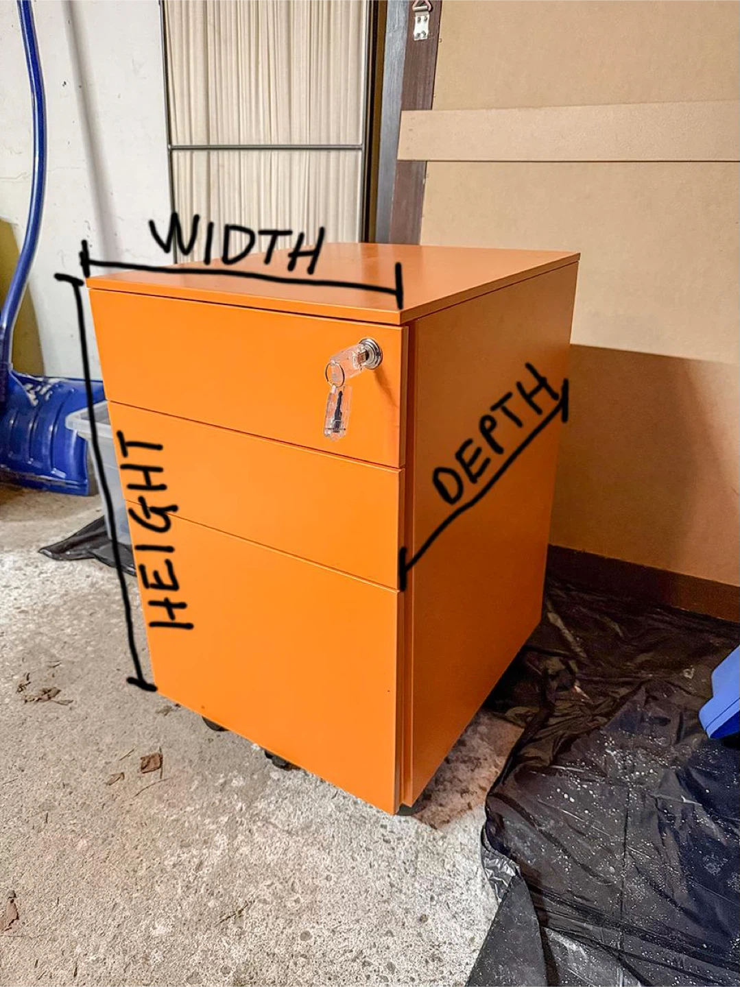 Orange 3-Drawer File Cabinet with Lock 🏆