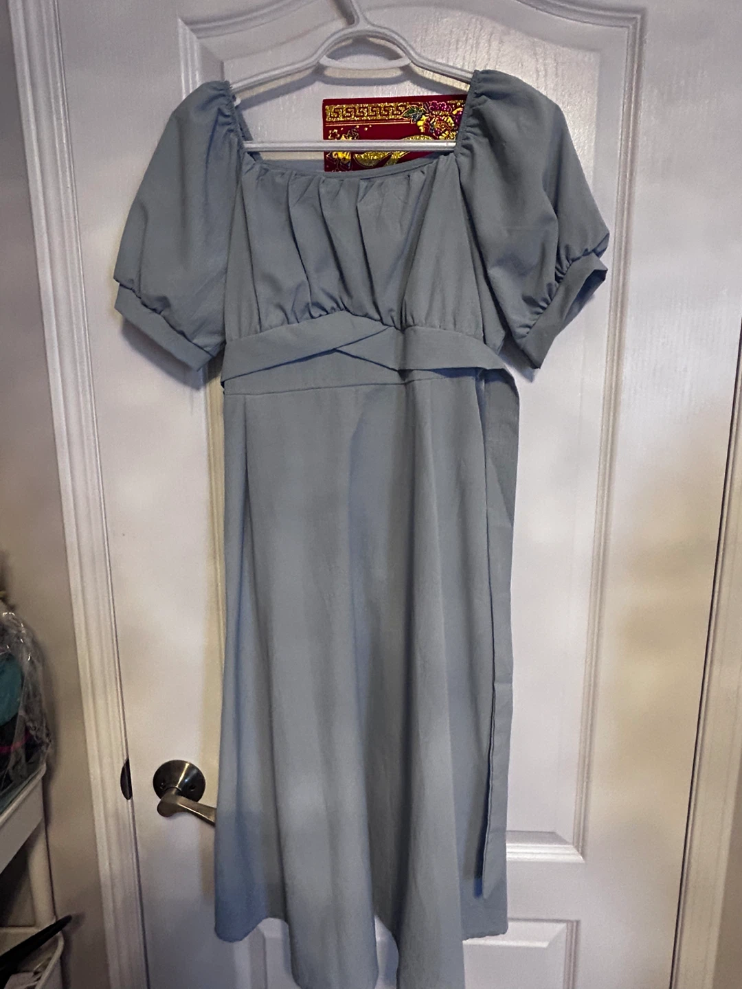 Blue Puff Sleeve Midi Dress - photo 2
