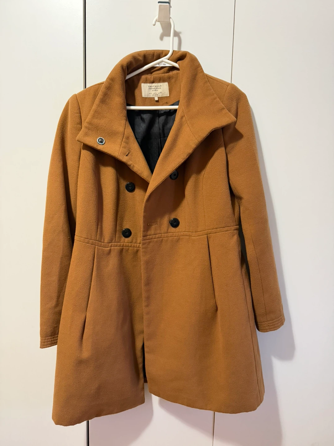 Zara Trafaluc Brown Wool Blend Coat Size L
