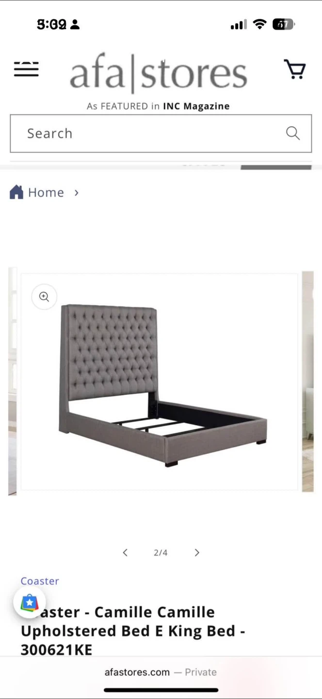 Coaster Camille Upholstered queen Bed Frame - Grey - photo 2