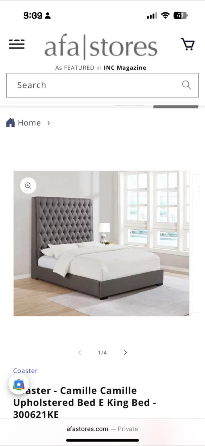 Coaster Camille Upholstered queen Bed Frame - Grey