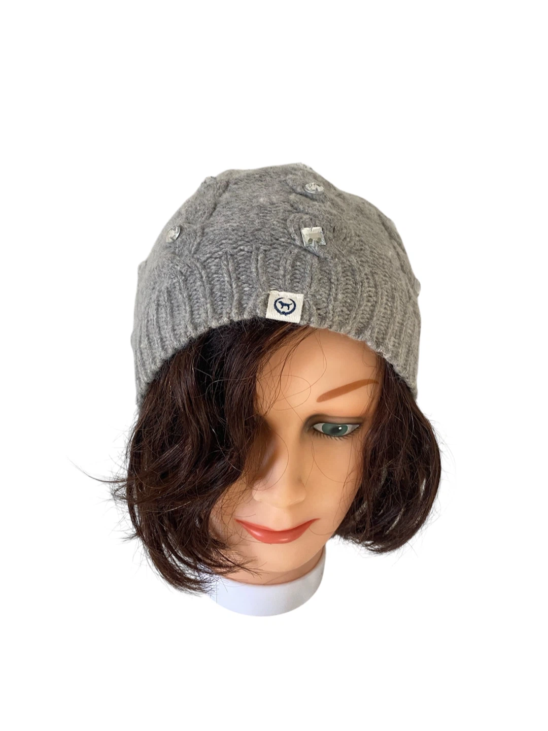 Pink by Victorias Secret Wool Cashmere Knit Crystal Gray Hat - photo 2