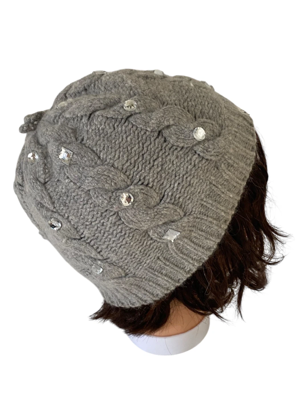 Pink by Victorias Secret Wool Cashmere Knit Crystal Gray Hat - photo 3